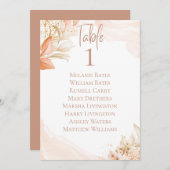 Pastel Roze Floral Table Seating Card Kaart (Voorkant / Achterkant)