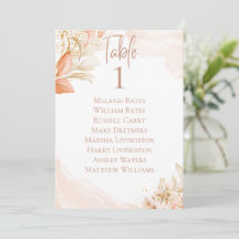 Pastel Roze Floral Table Seating Card