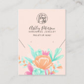 Pastel roze florale logo juwelen oorringend kettin visitekaartje (Voorkant)