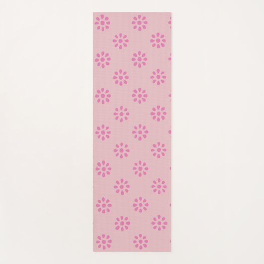 Pastel Roze Flowers Boho esthetisch Patroon Yogamat (Voorkant)