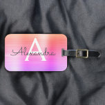 Pastel Roze geborsteld Metaal Monogram Naam Initia Bagagelabel<br><div class="desc">Pastel Ombre Pink,  Oranje en Paars geborsteld Metaal Monogram Naam en Bagagelabel van de Folie van het Initiaal. Dit label is perfect voor Terug naar School,  Werk of Reizen.</div>