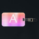 Pastel Roze geborsteld Metaal Monogram Naam Initia Bagagelabel<br><div class="desc">Pastel Ombre Pink,  Oranje en Paars geborsteld Metaal Monogram Naam en Bagagelabel van de Folie van het Initiaal. Dit label is perfect voor Terug naar School,  Werk of Reizen.</div>