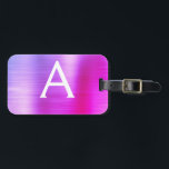 Pastel Roze geborsteld Metaal Monogram Naam Initia Bagagelabel<br><div class="desc">Pastel Ombre Pink,  Oranje en Paars geborsteld Metaal Monogram Naam en Bagagelabel van de Folie van het Initiaal. Dit label is perfect voor Terug naar School,  Werk of Reizen.</div>