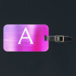 Pastel Roze geborsteld Metaal Monogram Naam Initia Bagagelabel<br><div class="desc">Pastel Ombre Pink,  Oranje en Paars geborsteld Metaal Monogram Naam en Bagagelabel van de Folie van het Initiaal. Dit label is perfect voor Terug naar School,  Werk of Reizen.</div>