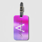 Pastel Roze geborsteld Metaal Monogram Naam Initia Bagagelabel (Voorkant (verticaal))