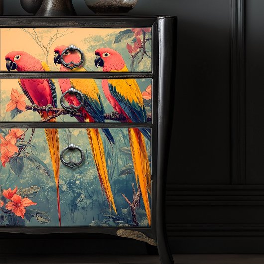 pastel roze geel blauw papegaaien tissuepapier