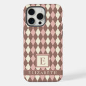 Pastel roze geel bruin Argyle iPhone Hoesje (Achterkant)