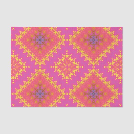 Pastel Roze Geel Elegant  Patroon Tissuepapier (Voorkant)