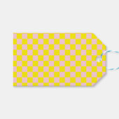 Pastel Roze Geel Geruite Checkerboard  Cadeaulabel (Voorkant (Horizontaal))