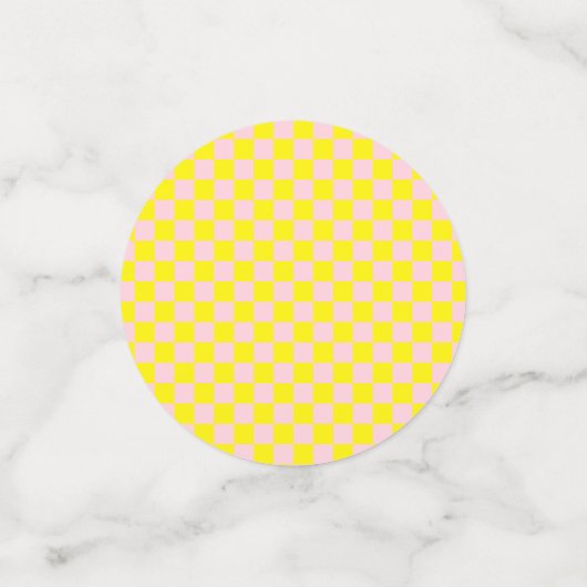 Pastel Roze Geel Geruite Checkerboard  Confetti (Kleine voorkant)