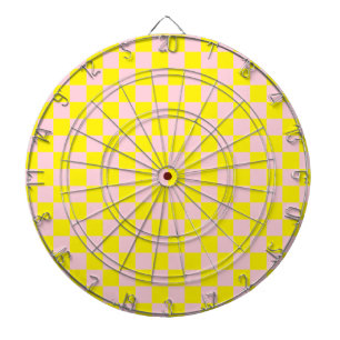 Pastel Roze Geel Geruite Checkerboard  Dartbord