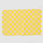 Pastel Roze Geel Geruite Checkerboard  Golfhanddoek (Horizontaal)