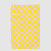 Pastel Roze Geel Geruite Checkerboard  Golfhanddoek (Voorkant)