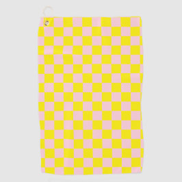 Pastel Roze Geel Geruite Checkerboard Golfhanddoek
