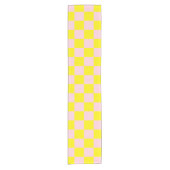Pastel Roze Geel Geruite Checkerboard  Korte Tafelloper (Voorkant)