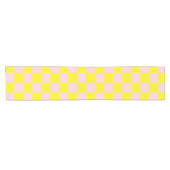 Pastel Roze Geel Geruite Checkerboard  Korte Tafelloper (Horizontaal)