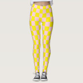 Pastel Roze Geel Geruite Checkerboard  Leggings (Voorkant)
