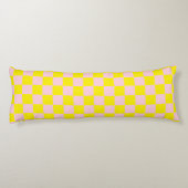 Pastel Roze Geel Geruite Checkerboard  Lichaamskussen (Achterkant)