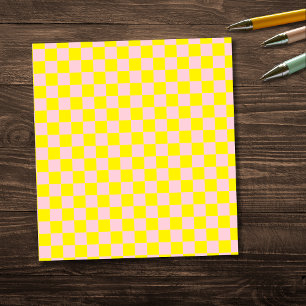 Pastel Roze Geel Geruite Checkerboard Notitieblok