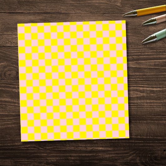 Pastel Roze Geel Geruite Checkerboard  Notitieblok