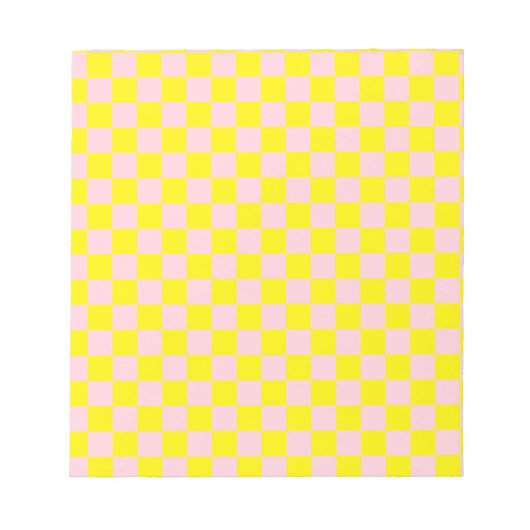 Pastel Roze Geel Geruite Checkerboard  Notitieblok (Voorkant)