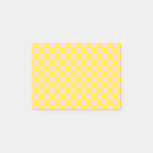 Pastel Roze Geel Geruite Checkerboard  Post-it® Notes (Voorkant)