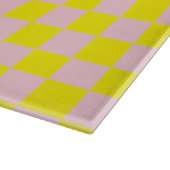 Pastel Roze Geel Geruite Checkerboard  Snijplank (Hoek)
