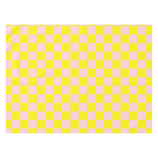 Pastel Roze Geel Geruite Checkerboard Tafelkleed (Voorkant (Horizontaal))