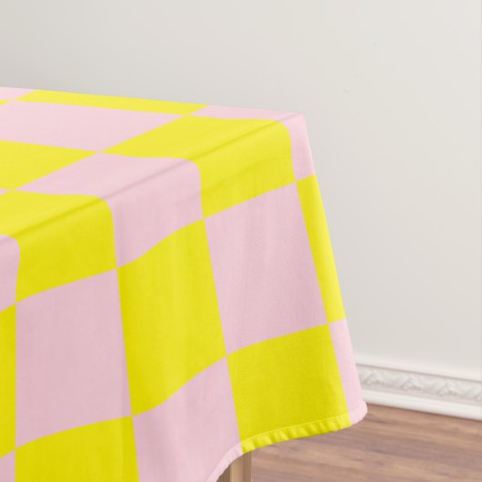 Pastel Roze Geel Geruite Checkerboard  Tafelkleed (Voorbeeld)