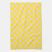 Pastel Roze Geel Geruite Checkerboard  Theedoek (Verticaal)