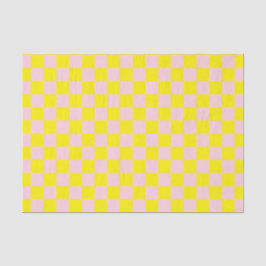 Pastel Roze Geel Geruite Checkerboard Tissuepapier