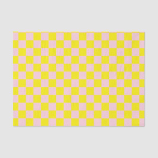 Pastel Roze Geel Geruite Checkerboard  Tissuepapier (Voorkant)