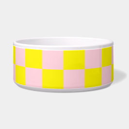 Pastel Roze Geel Geruite Checkerboard Voerbakje