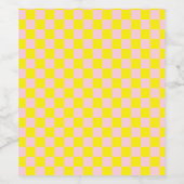 Pastel Roze Geel Geruite Checkerboard  Wijn Etiket (Enkel label)