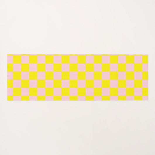 Pastel Roze Geel Geruite Checkerboard Yogamat (Achterkant (horizontaal))
