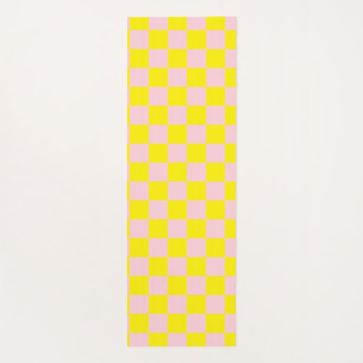 Pastel Roze Geel Geruite Checkerboard  Yogamat (Achterkant)