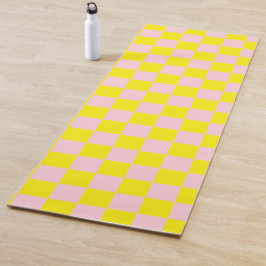 Pastel Roze Geel Geruite Checkerboard Yogamat