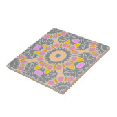 Pastel Roze Geel Grijs Etnisch Boho Mosaic Patroon Tegeltje (Zijkant)