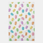 Pastel roze geel groen blauw franse macarons theedoek (Verticaal)