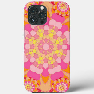 Pastel Roze Geel Oranje Nieuw Deco Patroon iPhone 13 Pro Max Hoesje