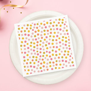 Pastel roze geel Polka Dots Party servet