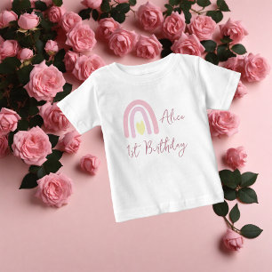 Pastel roze geel regenboog Verjaardagsfeestje