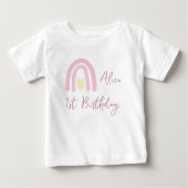 Pastel roze geel regenboog Verjaardagsfeestje (Voorkant)