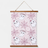 Pastel Roze Geest Halloween Kawaii Patroon Hangend Wandkleed (Voorkant)