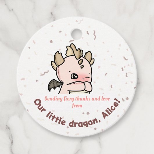 Pastel Roze Gele Baby Dragon Bedankt Bedankjes Labels (Voorkant)