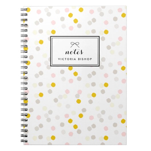 Pastel Roze Gele Confetti Patroon Gepersonaliseerd Notitieboek (Voorkant)