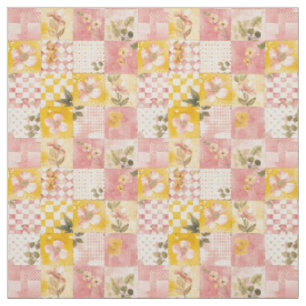 Pastel Roze Gele Patchwork Vintage Dekbed Stof