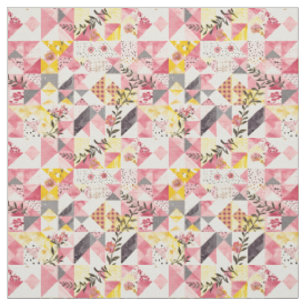 Pastel Roze Gele Patchwork Vintage Dekens Stof