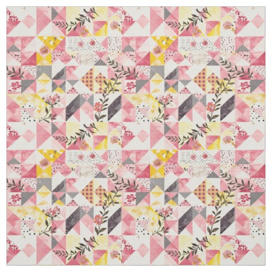 Pastel Roze Gele Patchwork Vintage Dekens Stof (Swatch)