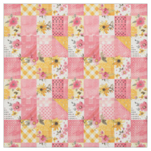 Pastel Roze Gele Patchwork Vintage Dekens Stof
